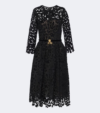 Belted guipure lace midi dress | Oscar de la Renta