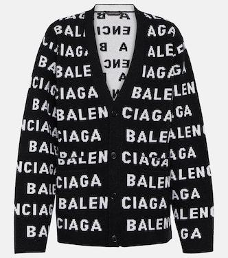 Cárdigan de lana en jacquard con logo | Balenciaga