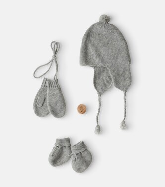Baby Set aus Mütze, Fäustlingen, Socken und Milchzahndose | Bonpoint