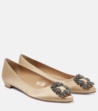 Hangisiflat 70 embellished satin ballet flats | Manolo Blahnik