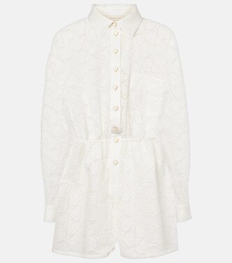 Crush Embroidered linen playsuit | Zimmermann