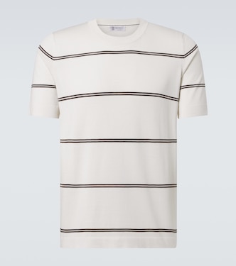 T-shirt en coton rayé | Brunello Cucinelli