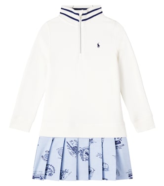 Pleated cotton-blend terry polo dress | Polo Ralph Lauren Kids