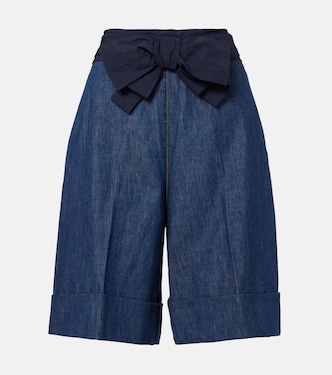 Bow-detail chambray Bermuda shorts | Valentino