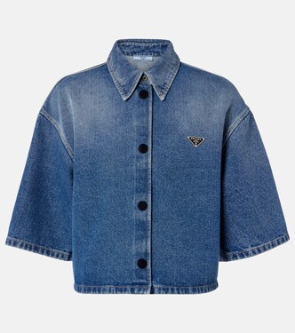 Logo cropped denim shirt | Prada