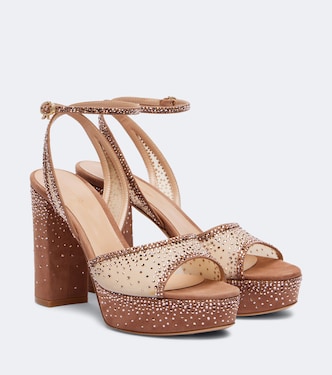 Sandalias con plataforma Rania de organza y ante | Gianvito Rossi