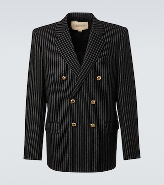Chalk stripe wool and silk blazer | Valentino