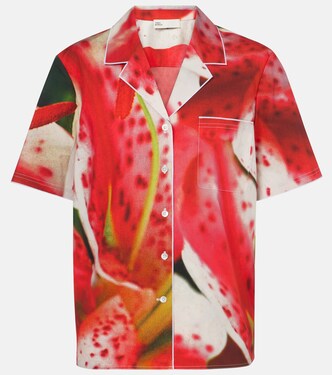 Printed cotton-blend twill shirt | Tory Burch