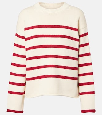 Pull Lucia rayé en coton et cachemire | Velvet