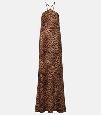 Sage leopard-print halterneck maxi dress | Melissa Odabash