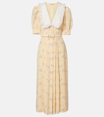 Lace-trimmed floral silk shirt dress | Alessandra Rich