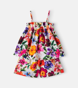 Ensemble top et short en coton à fleurs | Dolce&Gabbana Kids