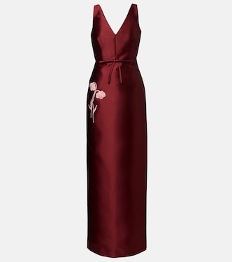 Robe en satin à appliqués floraux | Erdem