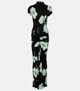 Vestido largo de jersey floral fruncido | Alaïa