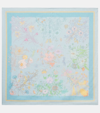 Sciarpa in twill di seta con stampa floreale | Gucci
