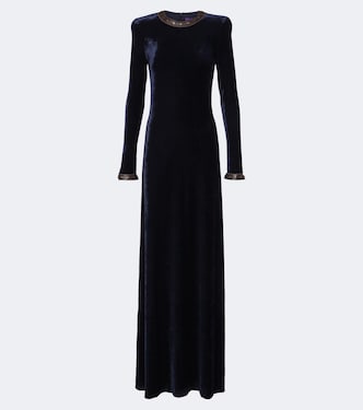 Nancie leather-trimmed velour gown | Ralph Lauren Collection