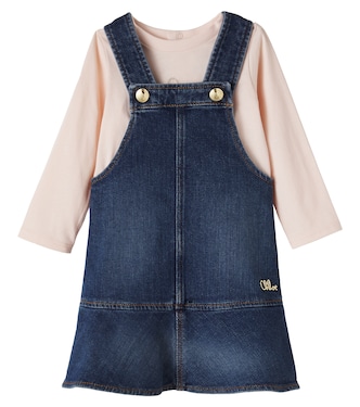 Baby Set aus Jeanskleid und T-Shirt | Chloé Kids
