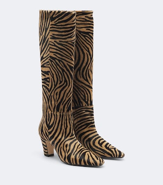 SIlva zebra-print calf hair knee-high boots | Aeyde