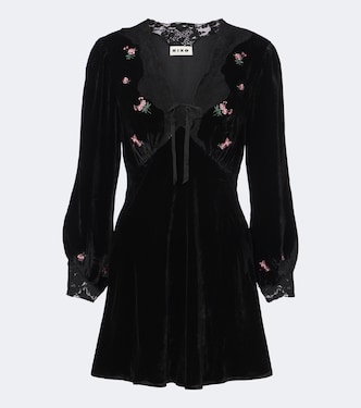 Carolina lace-trimmed velvet minidress | Rixo