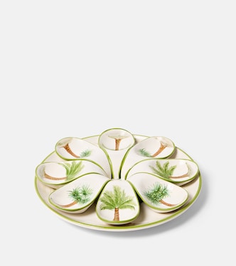 Palm set of 8 ceramic starter plates and platter | Les-Ottomans