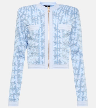 Monogram jacquard zip cardigan | Balmain
