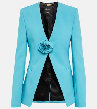 Rose-embellished collarless blazer | Blumarine