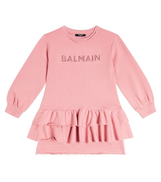 Logo cotton sweatshirt dress | Balmain Kids