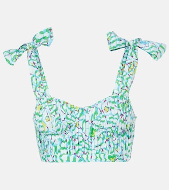 Carla printed pleated crop top | Poupette St Barth