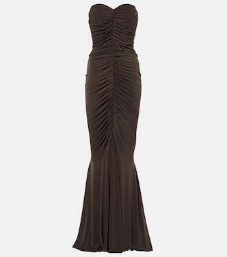 Strapless ruched jersey gown | Norma Kamali