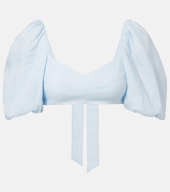 Rhiannon puff-sleeve linen crop top | Zimmermann
