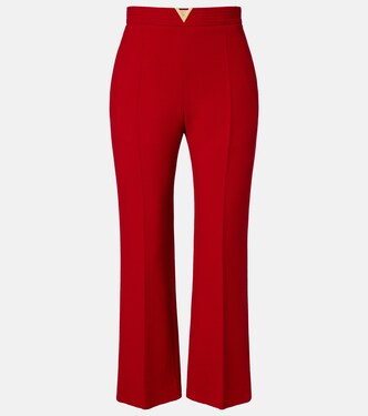 VLogo cropped virgin wool crêpe straight pants | Valentino