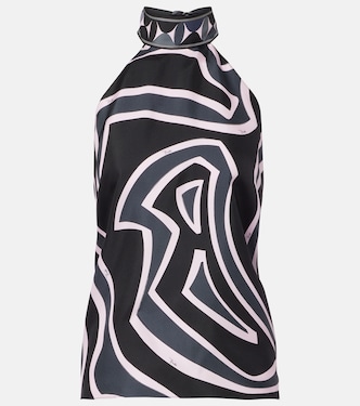 Iride halterneck silk twill top | Pucci