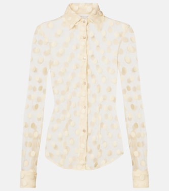 Polka-dot cotton-blend mesh shirt | Dries Van Noten