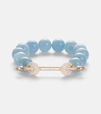 Chakra 18kt gold beaded bracelet with gemstones | Ananya