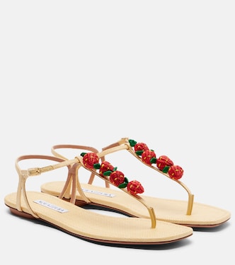 Fragolina raffia-effect thong sandals | Aquazzura