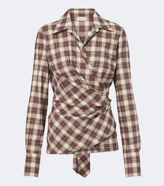 Draped plaid cotton flannel shirt | Dries Van Noten