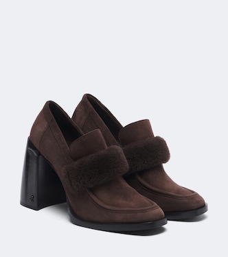 Tylor shearling-trimmed suede loafer pumps | Jimmy Choo