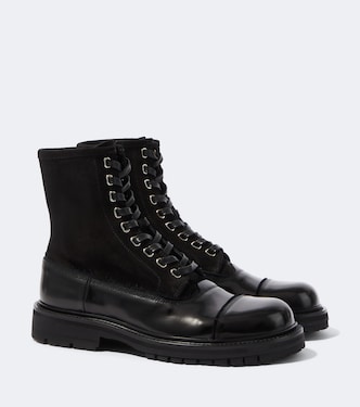 Suede and leather lace-up boots | Dolce&Gabbana