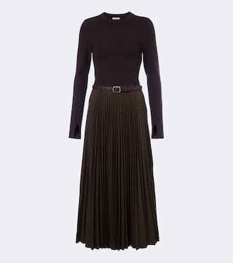 Abilene checked ribbed-knit pleated midi dress | Simkhai