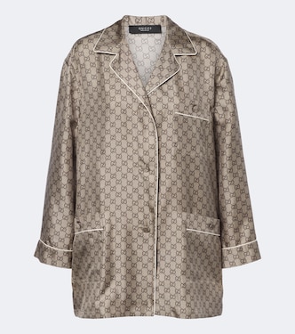 GG silk twill pajama shirt | Gucci