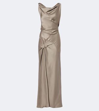 Posy asymmetric crêpe satin gown | Victoria Beckham