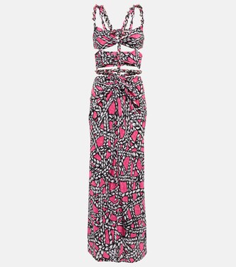 Printed cut-out silk midi dress | Area