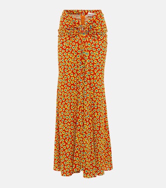 Low-rise printed jersey maxi skirt | Rabanne