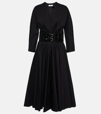 Midikleid aus Baumwolle mit Leder | Alaïa