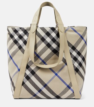Large checked jacquard tote bag | Burberry