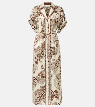 Vinnie printed satin shirt dress | Alémais