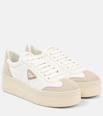 Leather platform sneakers | Prada