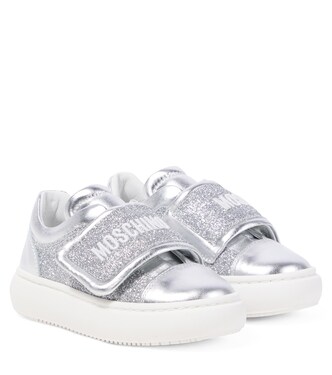 Sneakers aus Metallic-Leder mit Glitter | Moschino Kids