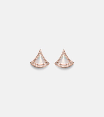Divas' Dream 18kt rose gold earrings with mother-of-pearl and diamonds | Bvlgari