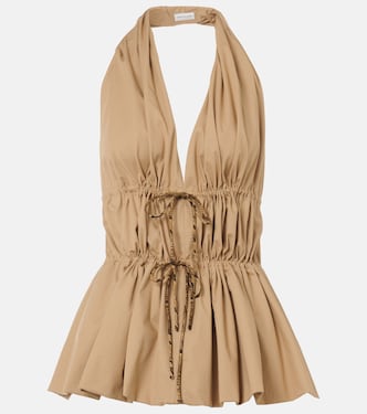 Gathered halterneck cotton poplin top | Dries Van Noten